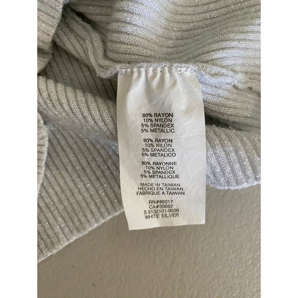 Bebe White Silver Metallic Sleeveless Turtleneck Shirt Tank Top M Y2K Futuristic - Picture 9 of 10